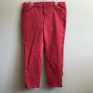 Coral skinny jeans!